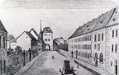 Das Brühler Tor war der repräsentative Zugang der VIA REGIA - aus Westen kommend - in die Stadt Erfurt. Hier überreichten am 27. September 1808 Magistrat und Deputierte der Bürgerschaft Erfurts Kaiser Napoleon anlässlich des Fürstenkongresses symbolisch die Schlüssel zur Stadt.