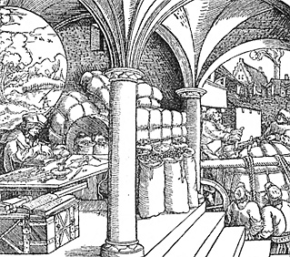 Lager eines Großkaufmanns im 16. Jahrhundert
