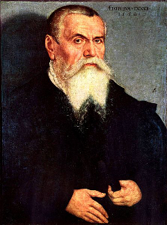 Selbstporträt von Lucas Cranach dem Älteren im Alter von 76 Jahren.