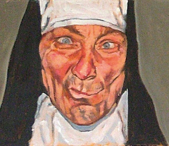 Provokantes Portrait „dreiste, dreifache Dreifaltigkeit“ von Doris Baum