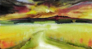 Die Hohe Straße zwischen Königsbrück und Reichenau im Abendlicht